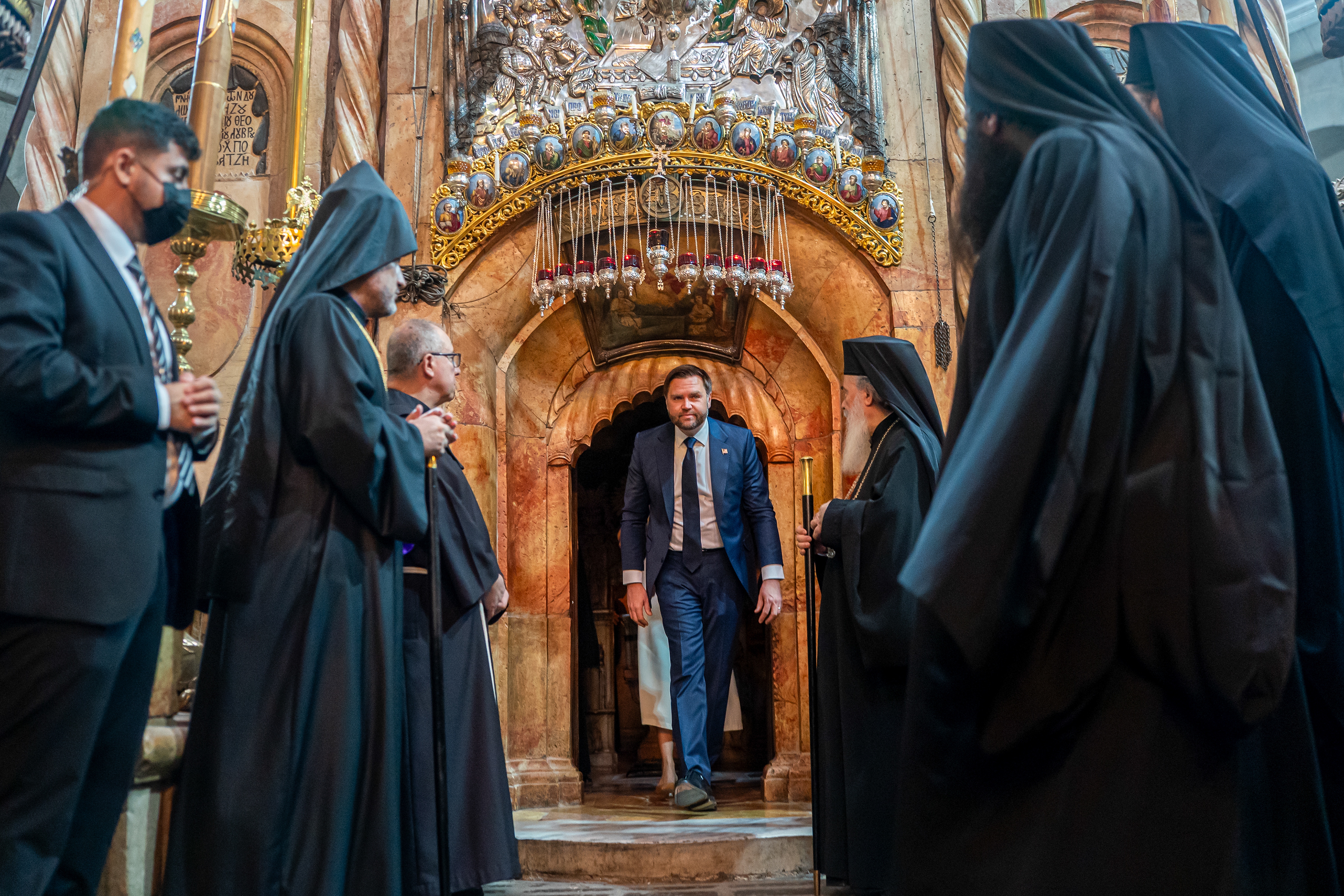 U.S. Vice President Vance tours the Church of the Holy Sepulcher in the Old City of Jerusalem on Thursday.